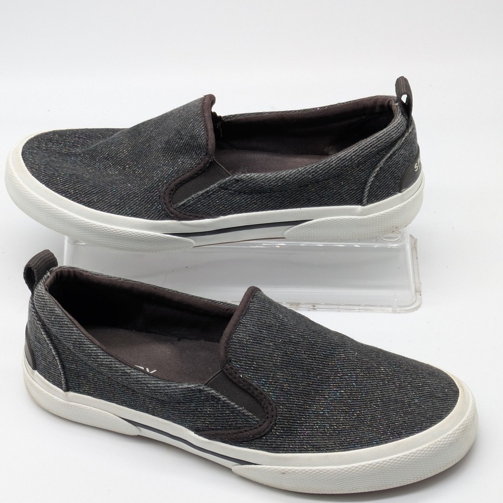 Sperry Pier Wave Twin Gore Womens 7 Black Iridescent Slip On Sneakers